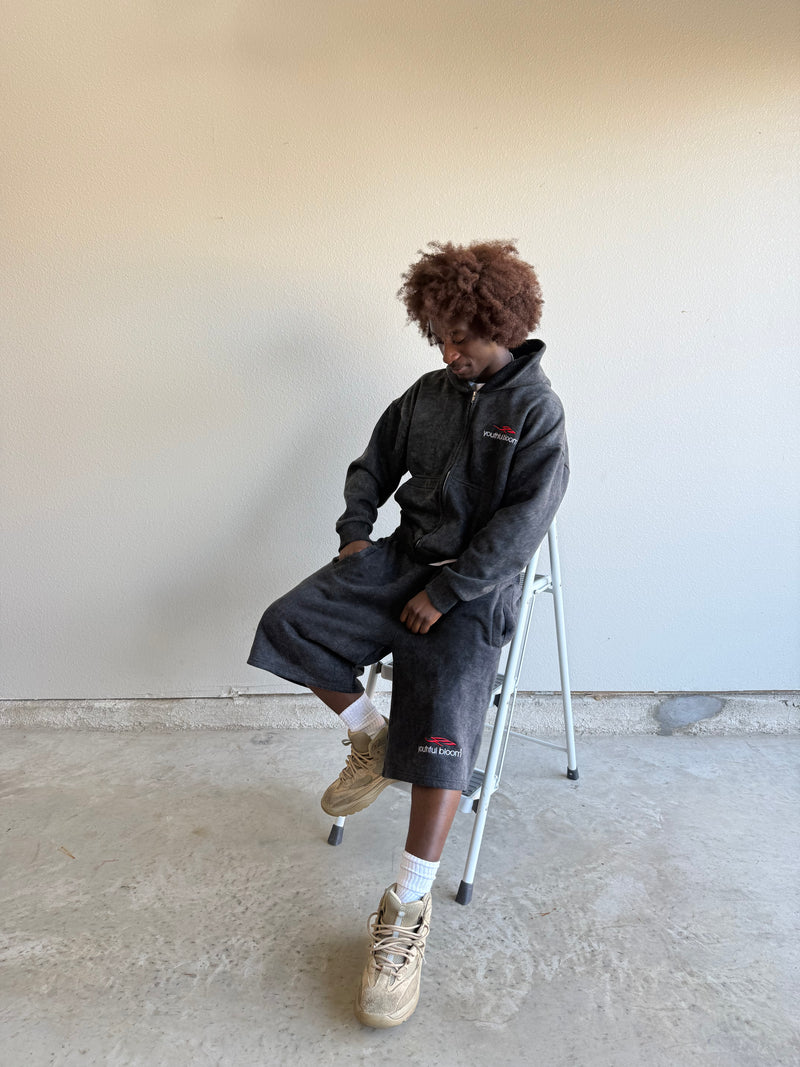 WASHED BLACK YB LOGO SHORTS