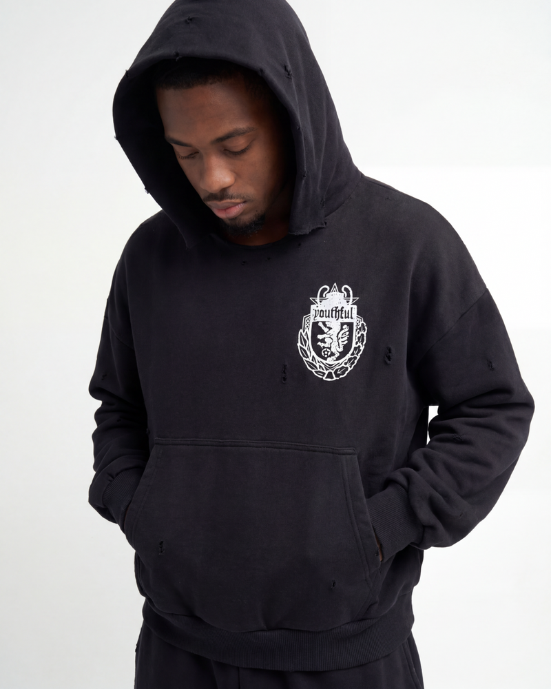 CHAMPION WASHED BLACK HOODIE