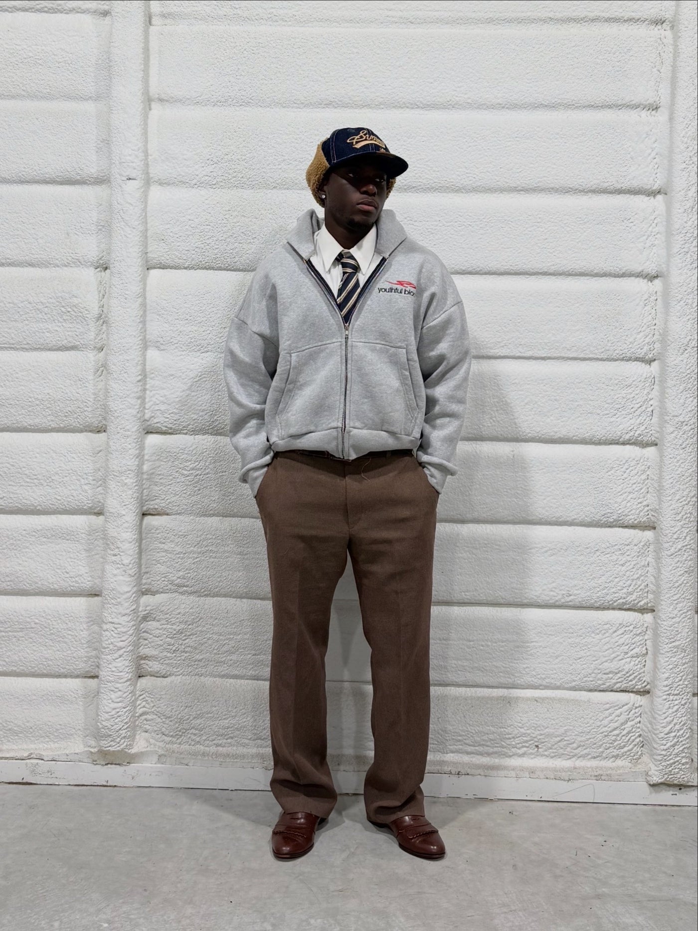 GREY YB LOGO ZIP