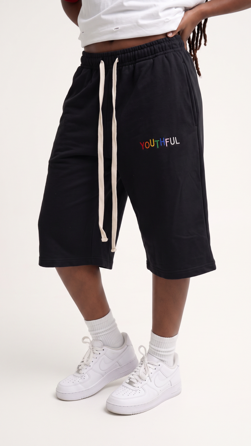 BLACK COLORFUL YOUTHFUL SHORTS