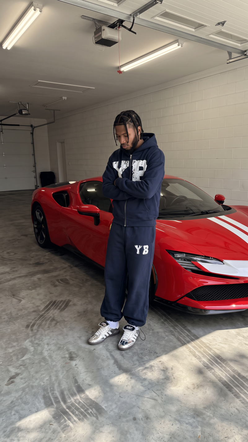 NAVY BLUE YB LOGO ZIPUP