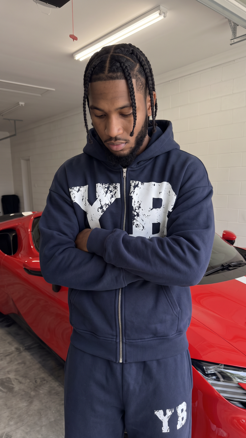 NAVY BLUE YB LOGO ZIPUP