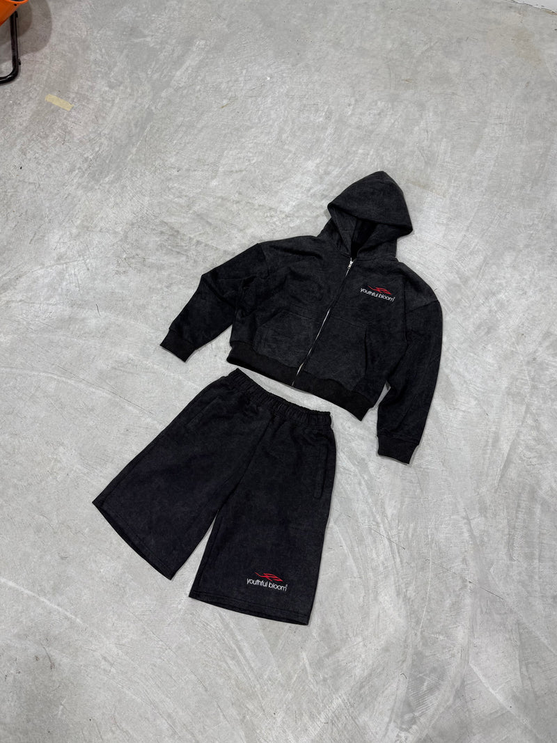 WASHED BLACK YB LOGO ZIP