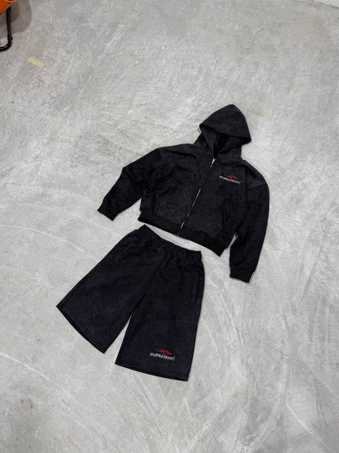 WASHED BLACK YB LOGO ZIP