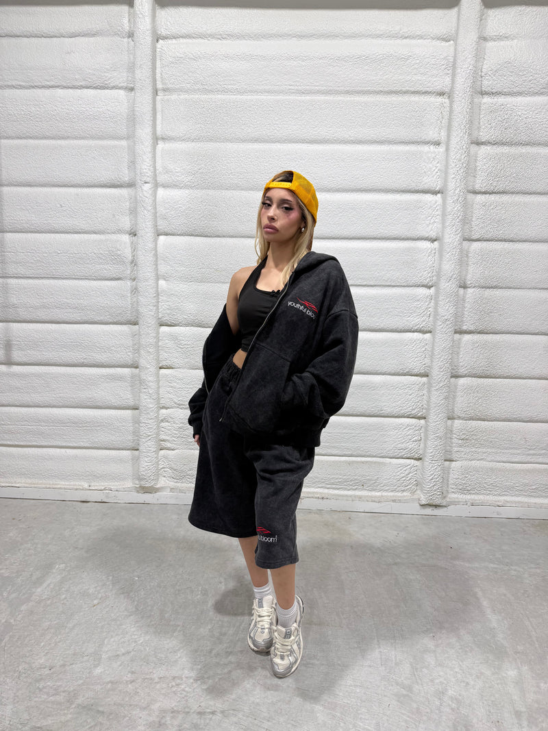 WASHED BLACK YB LOGO SHORTS
