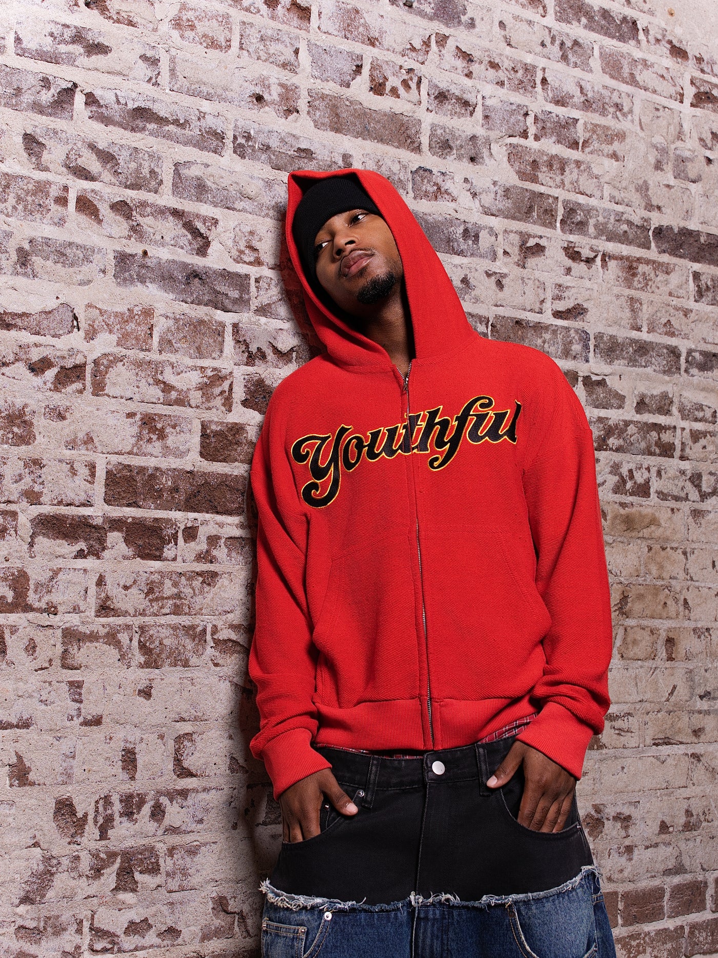 RED REVERSE TERRY YOUTHFUL ZIPUP