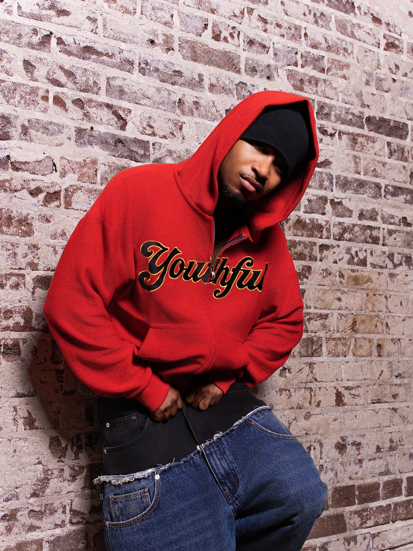RED REVERSE TERRY YOUTHFUL ZIPUP