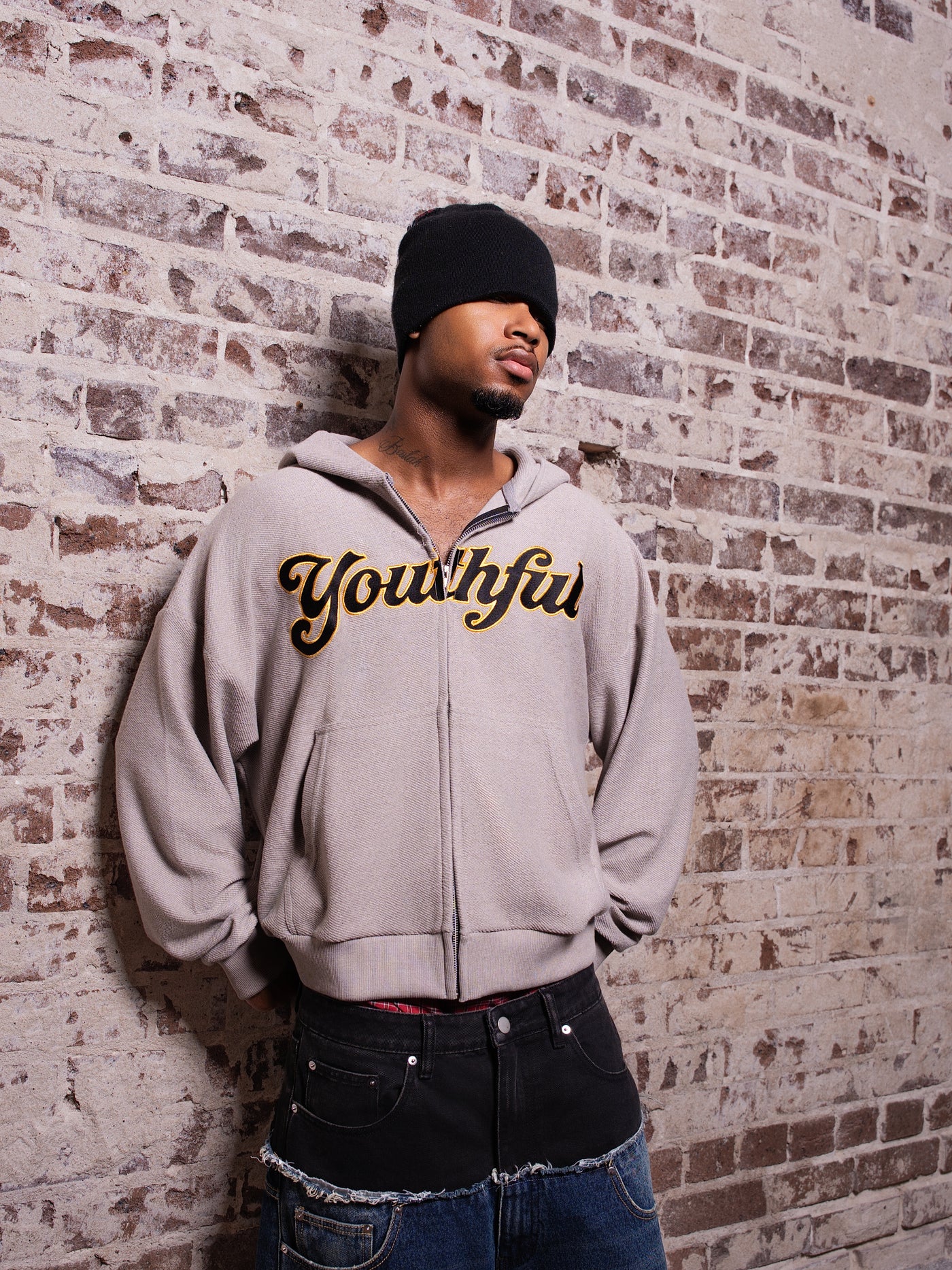 GREY REVERSE TERRY YOUTHFUL ZIPUP