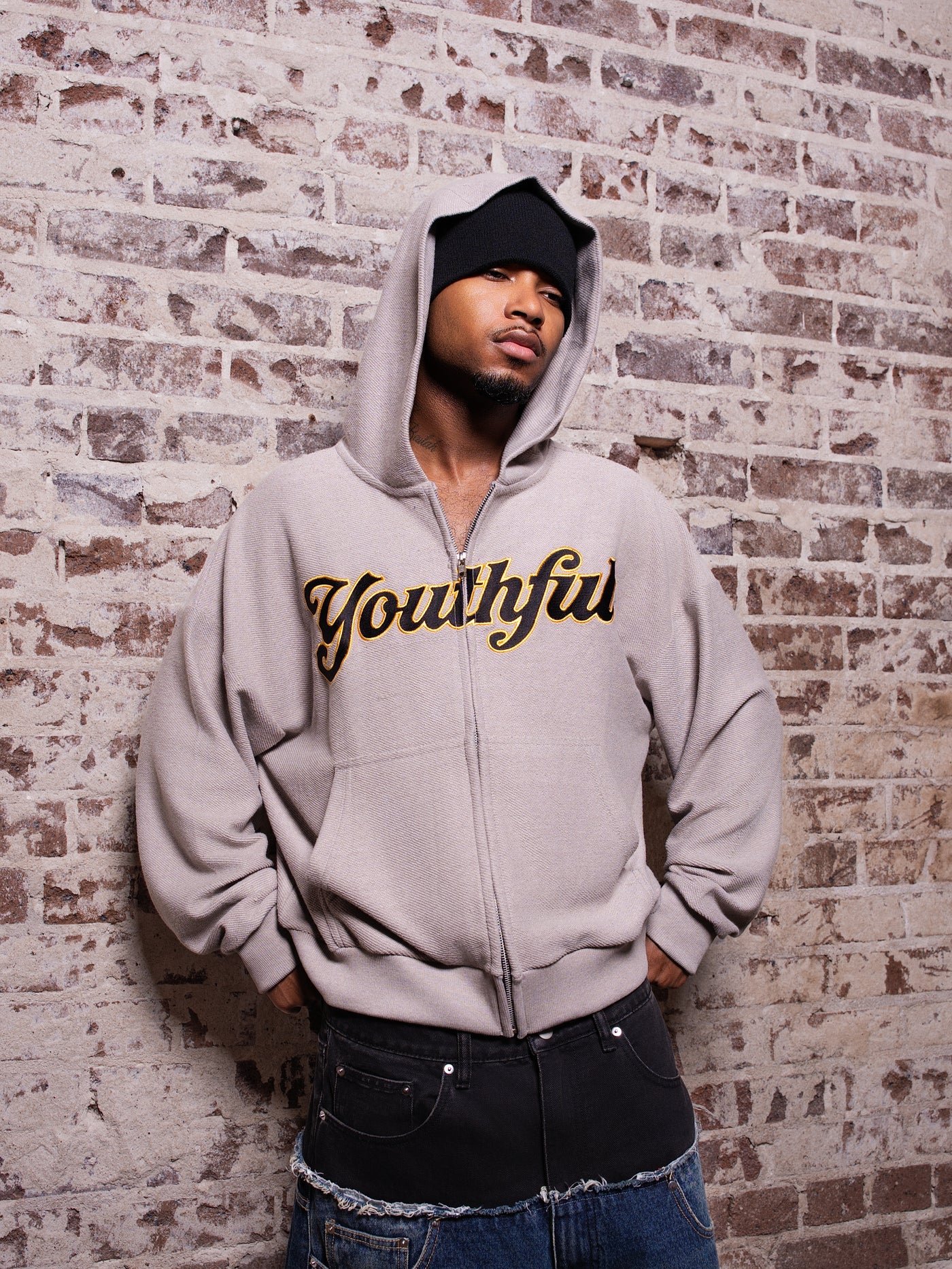 GREY REVERSE TERRY YOUTHFUL ZIPUP