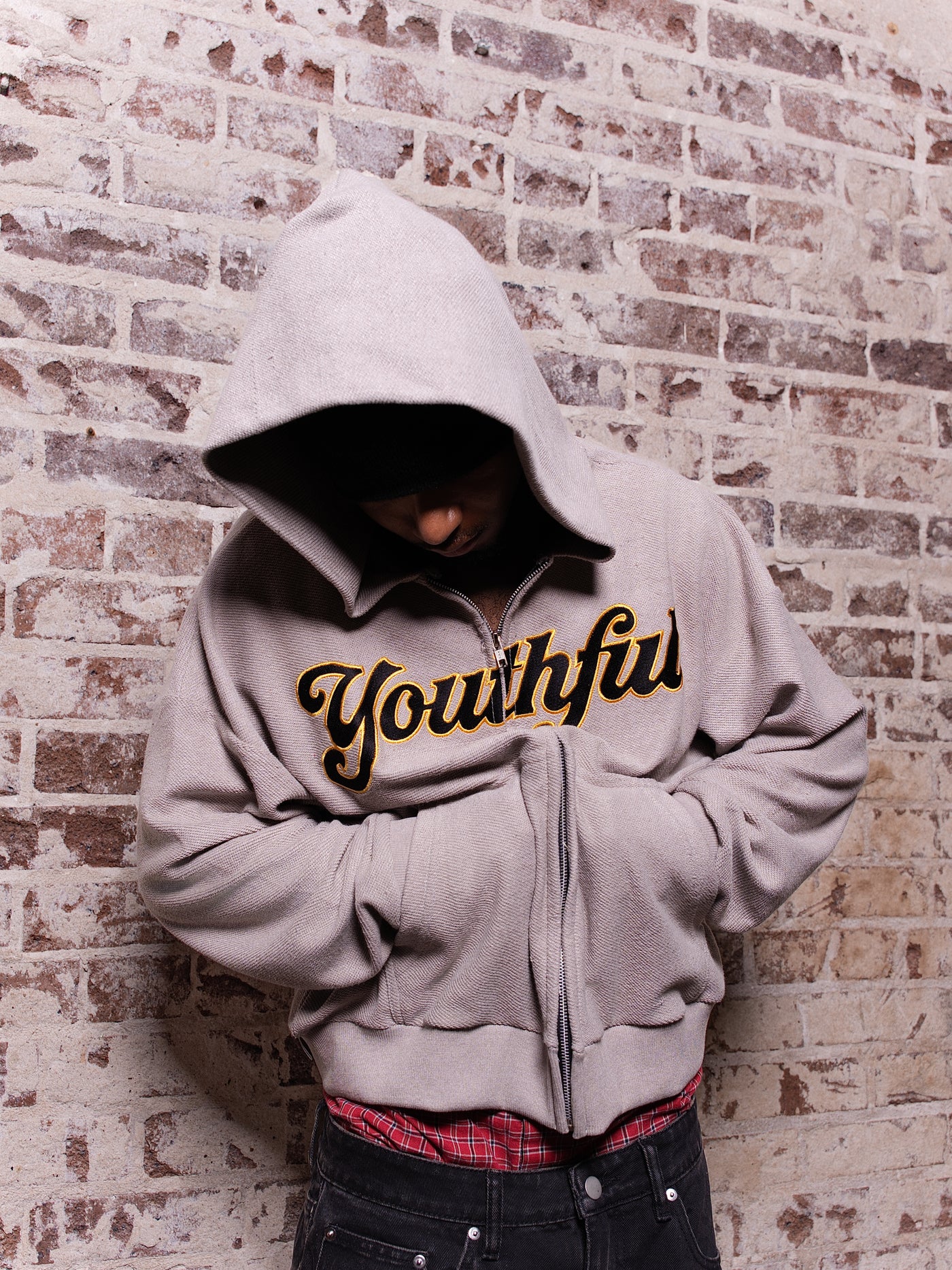 GREY REVERSE TERRY YOUTHFUL ZIPUP