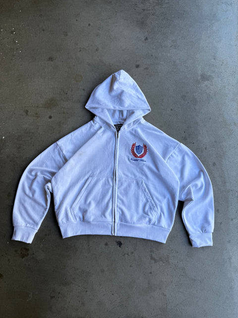 WHITE  ACADAMIA ZIPUP