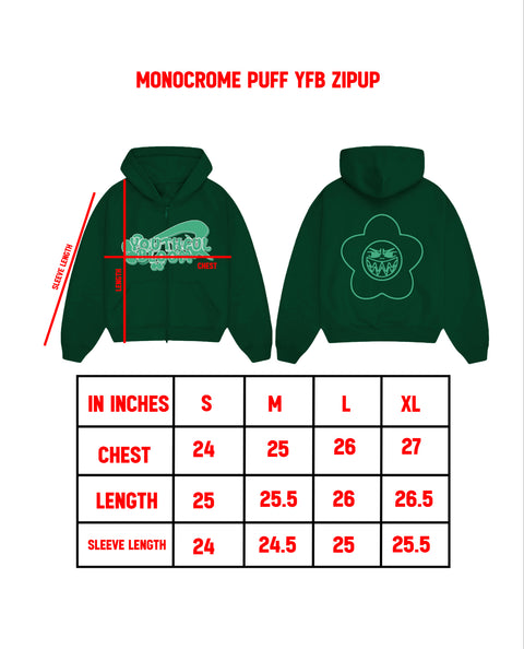 GREEN MONOCROME PUFF YFB ZIPUP