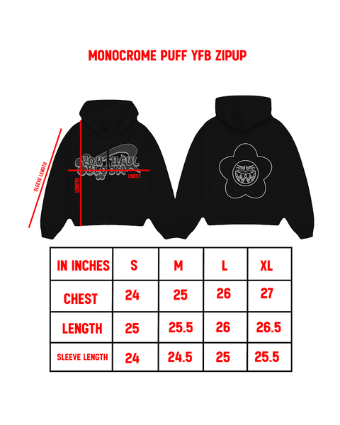 BLACK MONOCROME PUFF YFB ZIPUP