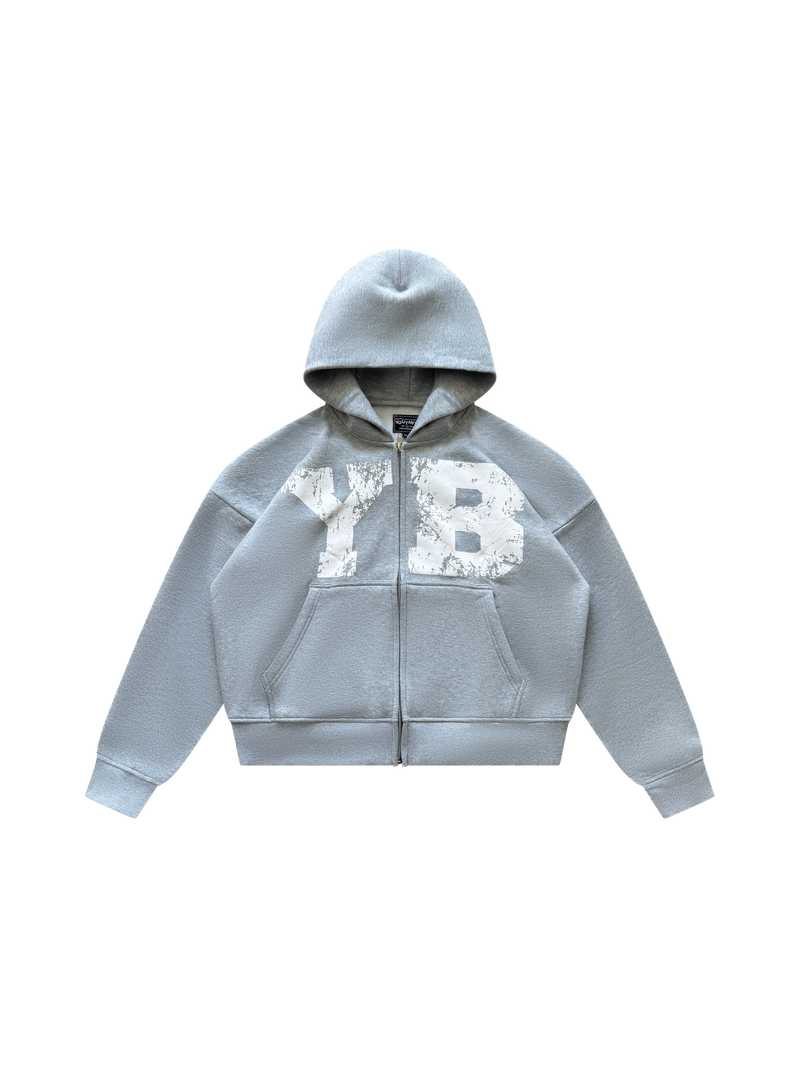 GREY YB LOGO ZIPUP