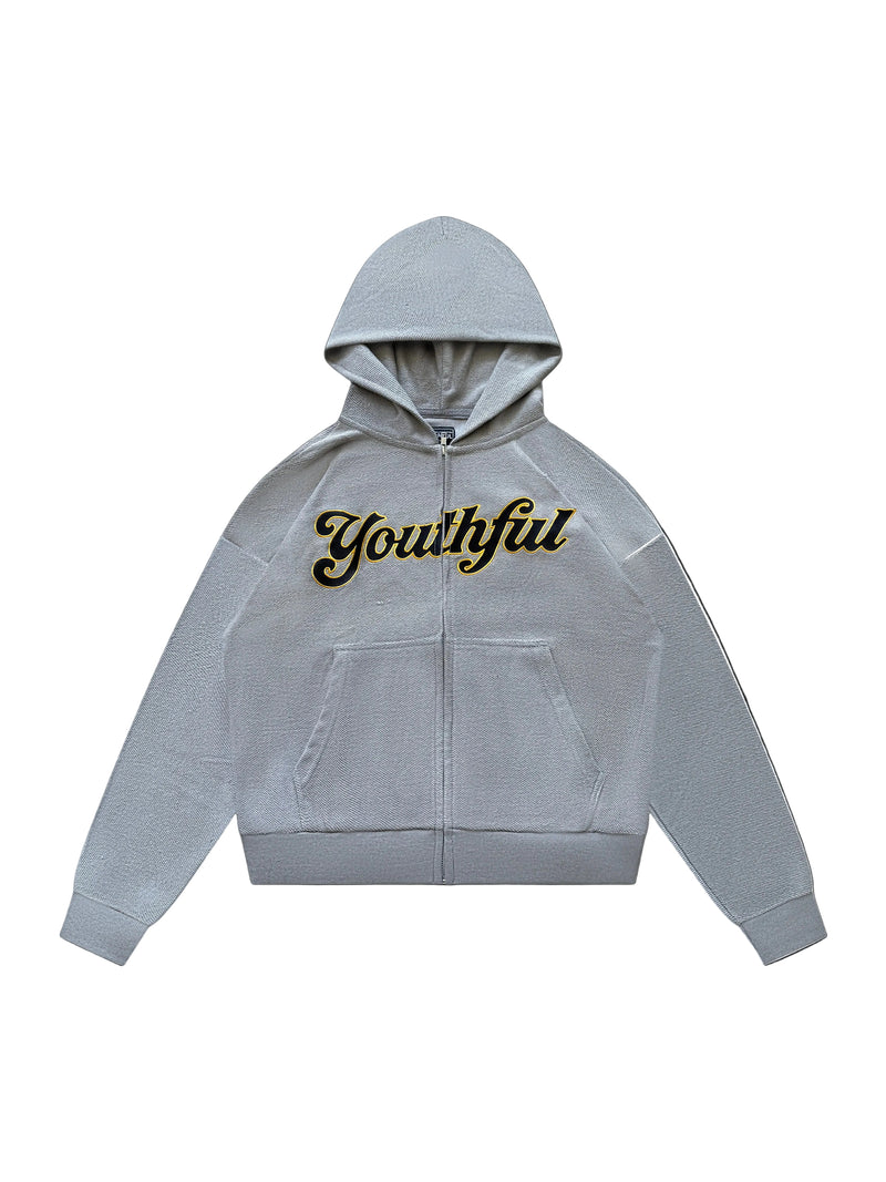 GREY REVERSE TERRY YOUTHFUL ZIPUP