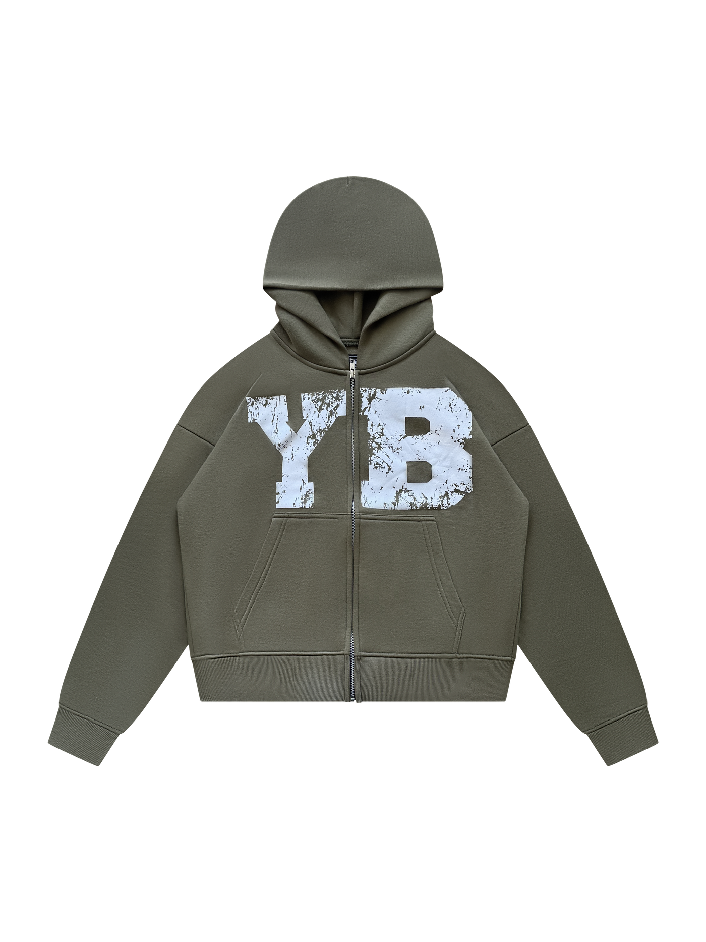 OLIVE GREEN YB LOGO ZIPUP