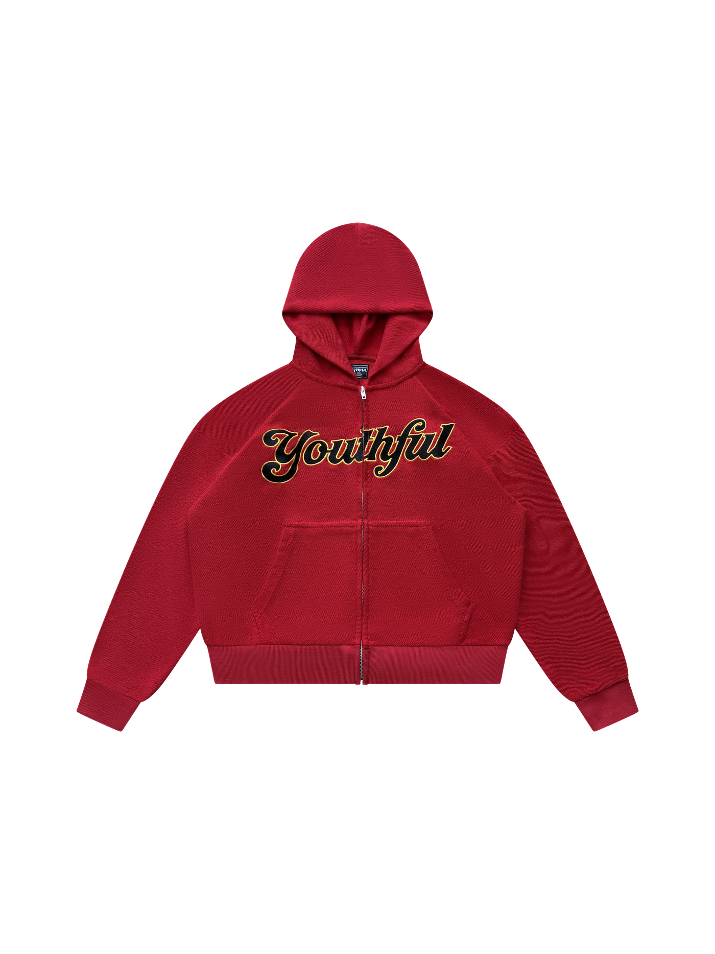 RED REVERSE TERRY YOUTHFUL ZIPUP