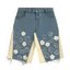 "distressed bloom jorts" (light blue)