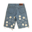 "distressed bloom jorts" (light blue)